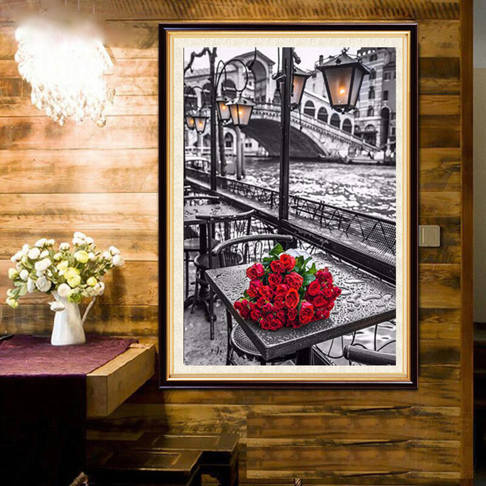 5D DIY Diamond Painting Rose Flower Landscape Wall Art Gift Home Wedding Decor