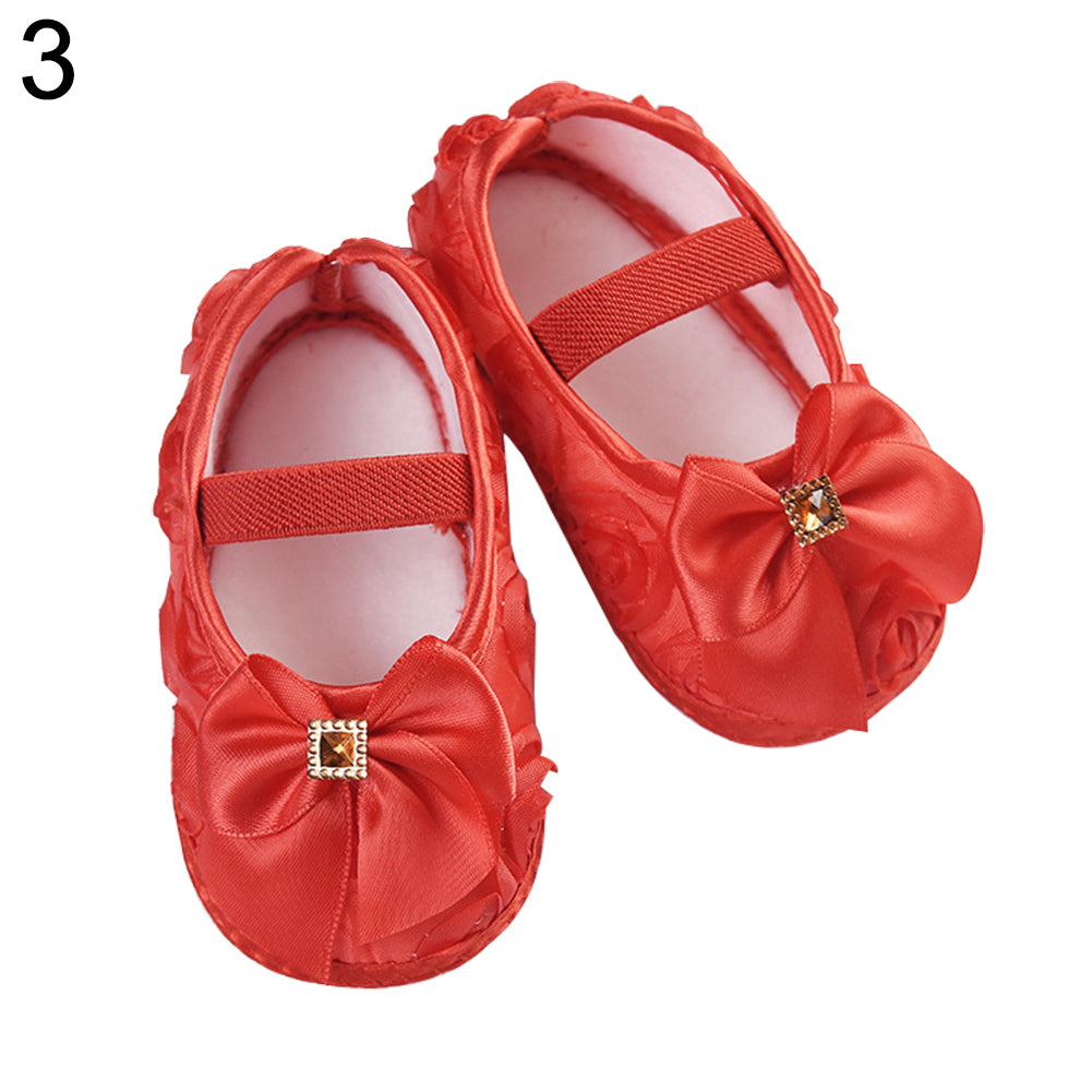 Toddler Baby Kids Girl Bowknot/Flower Anti-slip Princess Slip-on Soft Sole Shoes