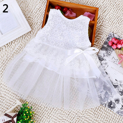Kids Baby Girls' Floral Lace Bowknot Dress Party Princess Tutu Tulle Dress