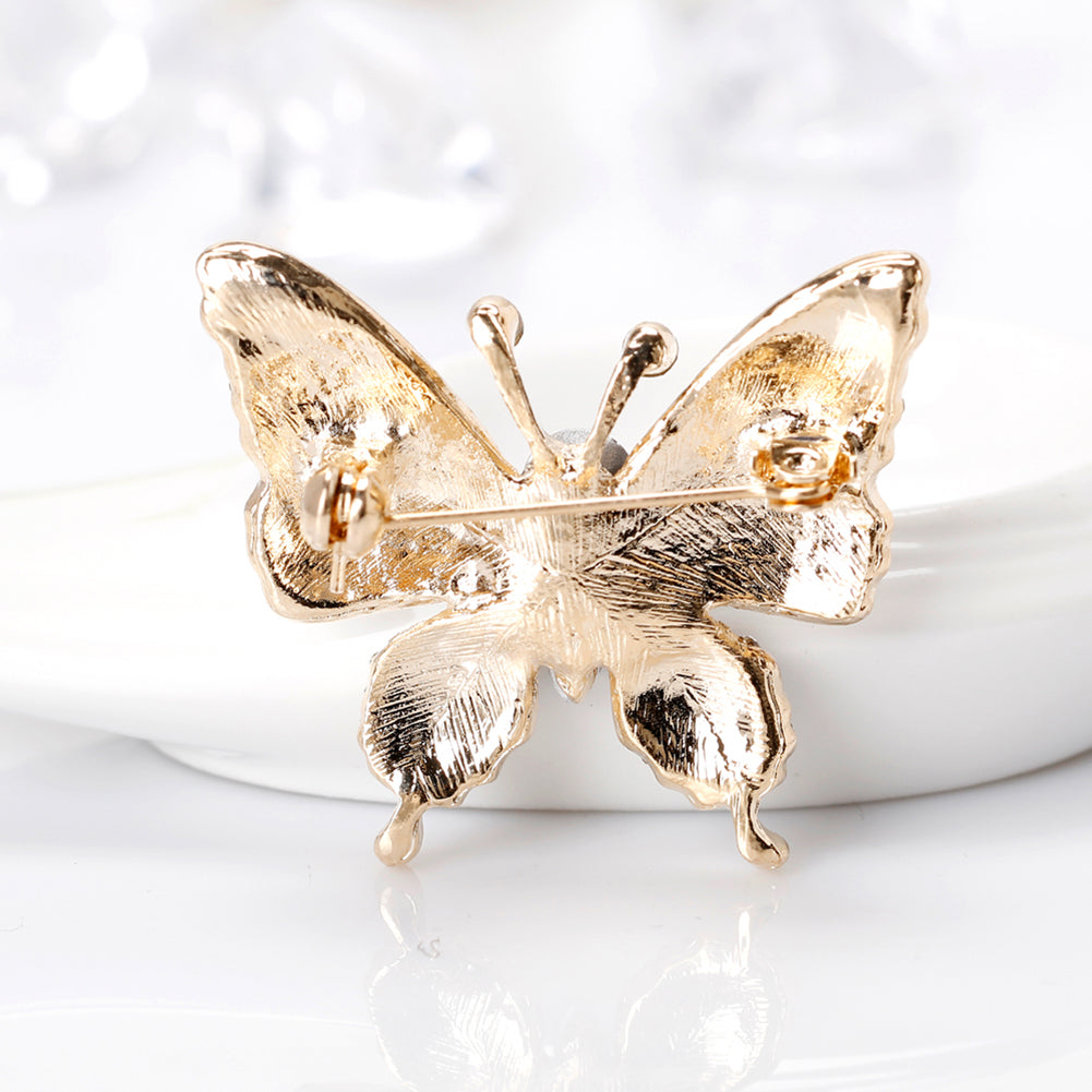 Fashion Butterfly Shiny Rhinestone Enamel Brooch Pin Ladies Wedding Gift Jewelry