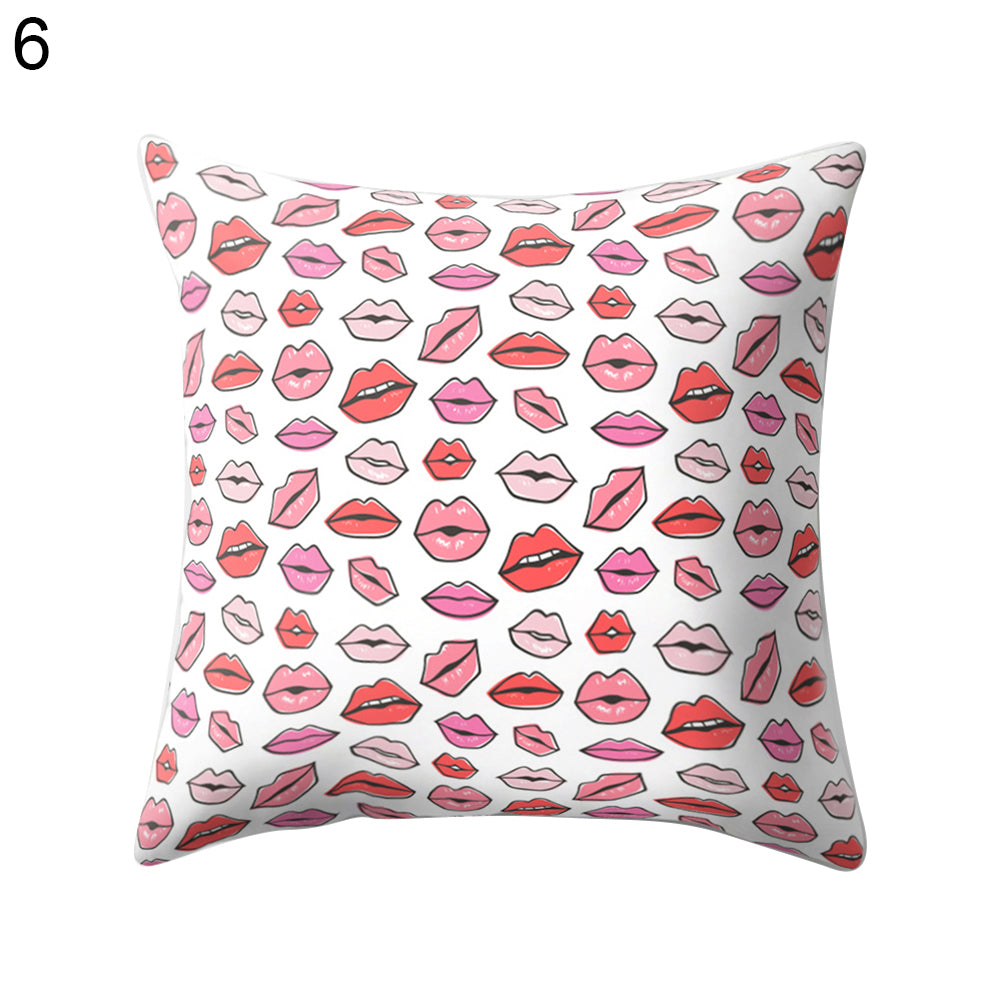 Sexy Lip Peach Skin Cushion Cover Square Throw Pillowcase Coffee House Bar Decor