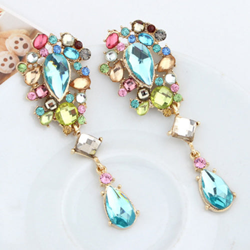 Women Luxury Multicolor Rhinestone Dangle Earrings