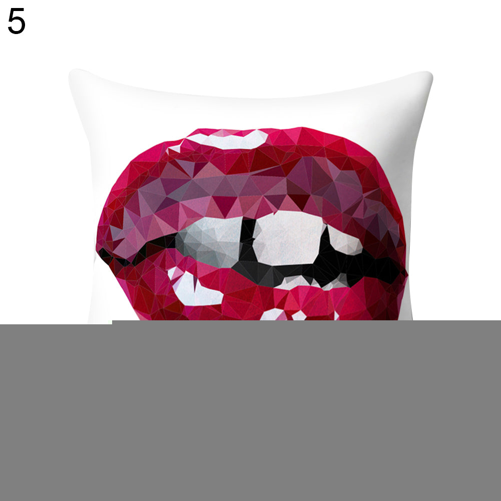 Hot Sexy Lips Print Square Throw Pillow Cover Cushion Case Car Home Sofa Decor
