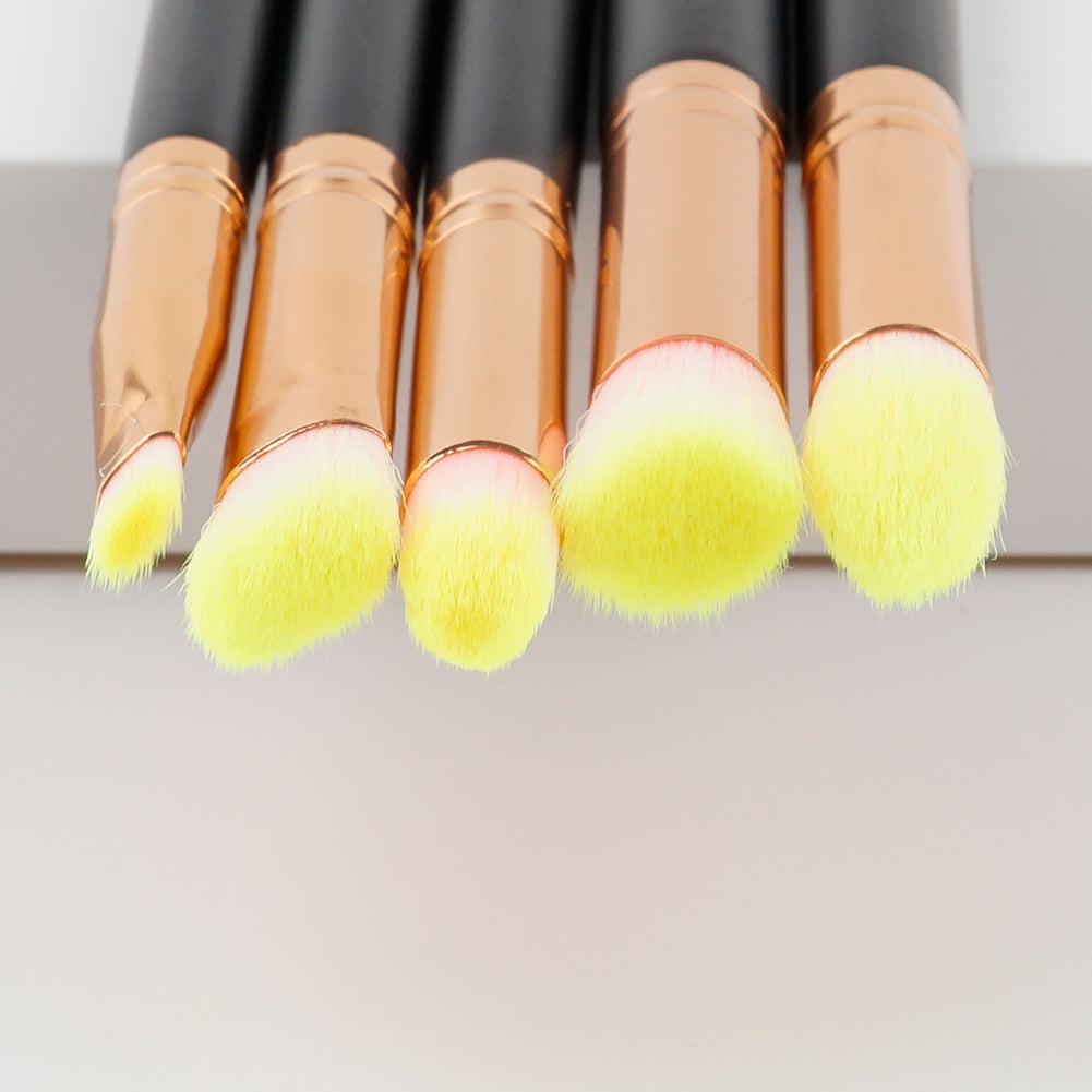 5Pcs Wood Handle Eyeshadow Eyebrow Cosmetic Makeup Brush Set Beauty Tool