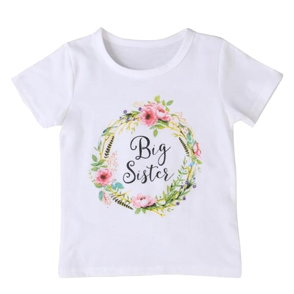 Newborn Girl Baby Kids Little Sister Romper Bodysuit Big Cotton T-shirt Top Gift