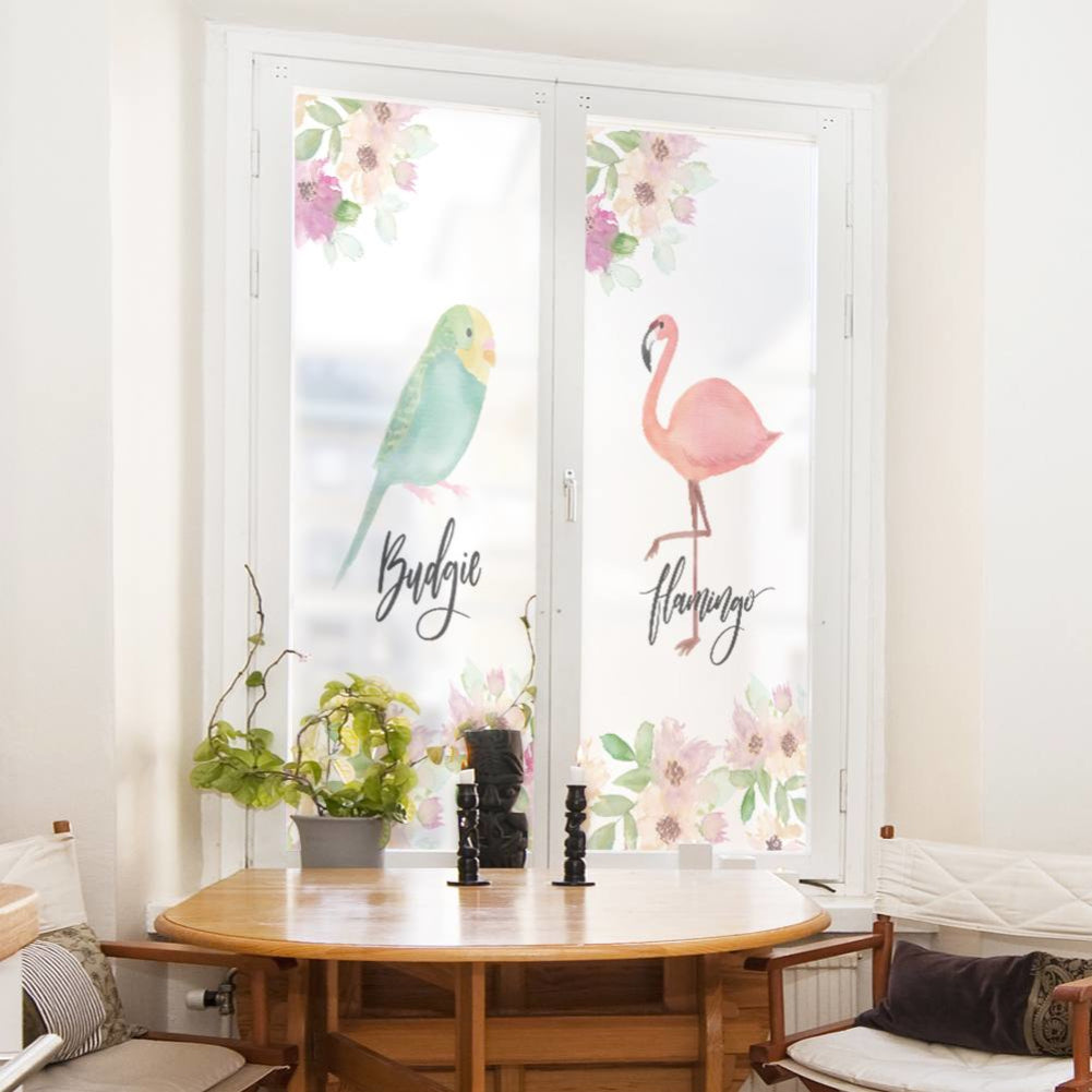 Fashion Bird Pattern PVC Frosted Door Glass Sticker Bedroom Bathroom Decal Decor