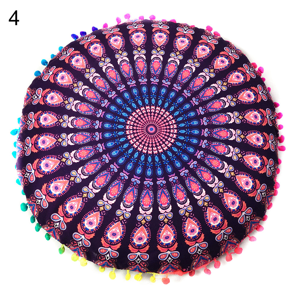 Indian Mandala Floor Round Pillow Case Meditation Boho Cushion Cover Decoration