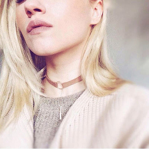 Women Choker Collar Velvet Round Ring Pendant Chain Clavicle Necklace Jewelry