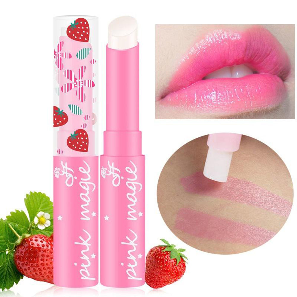 Women Beauty Strawberry Lip Balm Magic Temperature Changing Color Lipstick