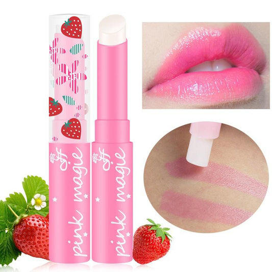Women Beauty Strawberry Lip Balm Magic Temperature Changing Color Lipstick