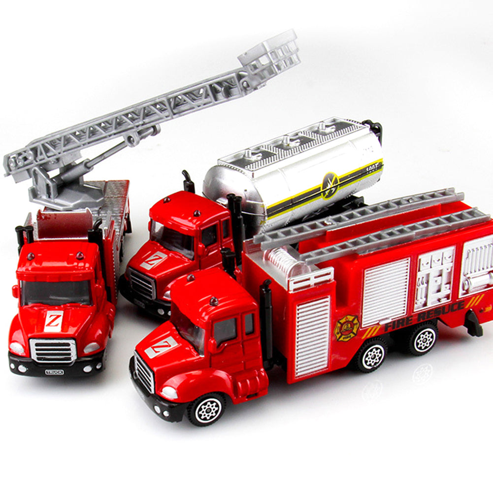 Mini 1:64 Scale Aerial Ladder Fire Truck Simulation Car Model Children Kids Toy