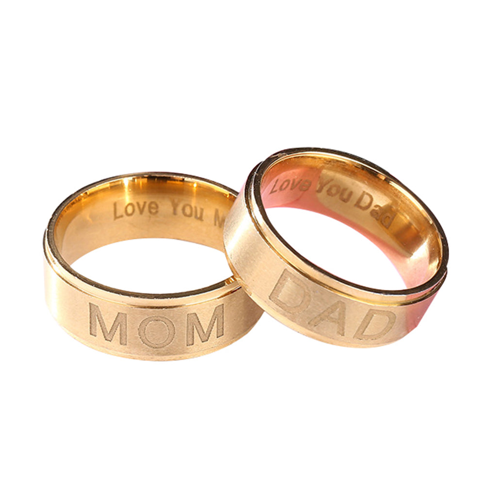 Fashion Mom Dad Stainless Steel Carving Ring Gift Party Wedding Cocktail Jewelry