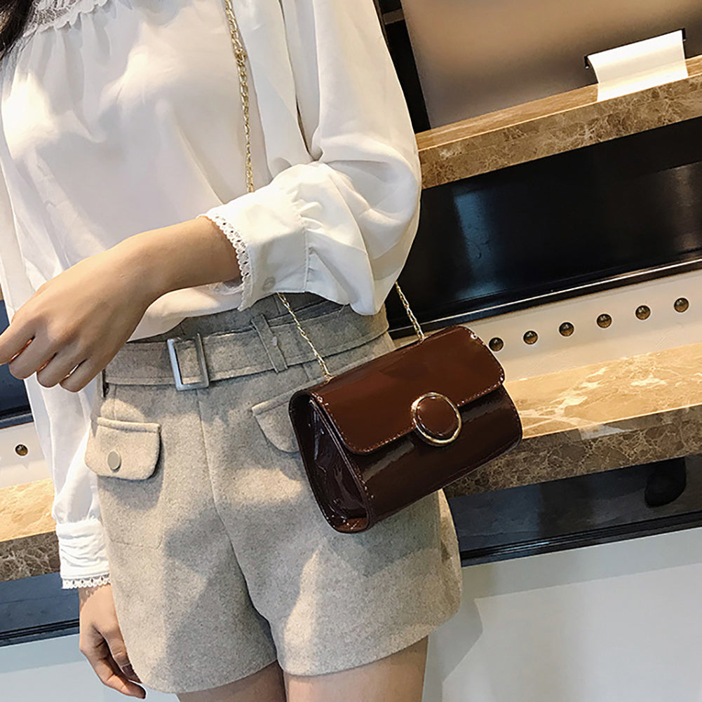 Women Single Shoulder Bag Chain Handbag Fashion Tote Purse Solid Color Gift