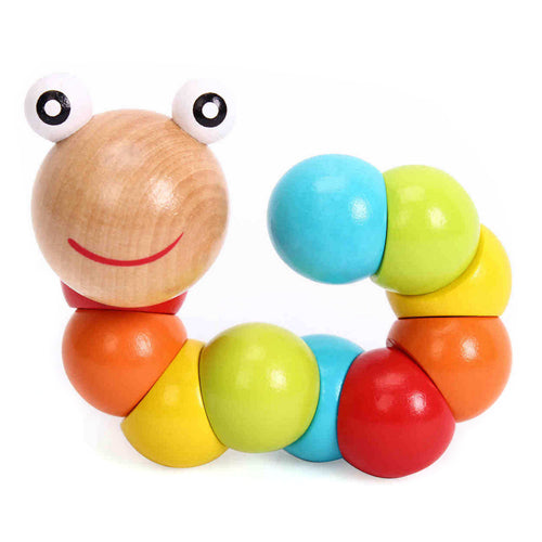 Baby Kids Creative Colorful Twist Colored Insects Toy Wooden Educational Gift