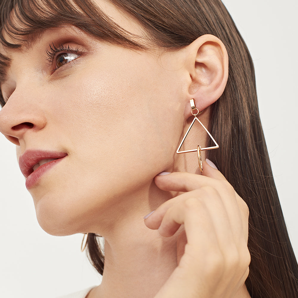 Triangle Circle Pendant Ear Studs Geometric Jewelry Fashion Women Earrings Gift