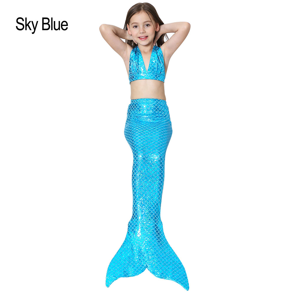 Little Girls Swimming Mermaid Tail Cosplay Swim Bikini Set Costume Sexy Swimwear
