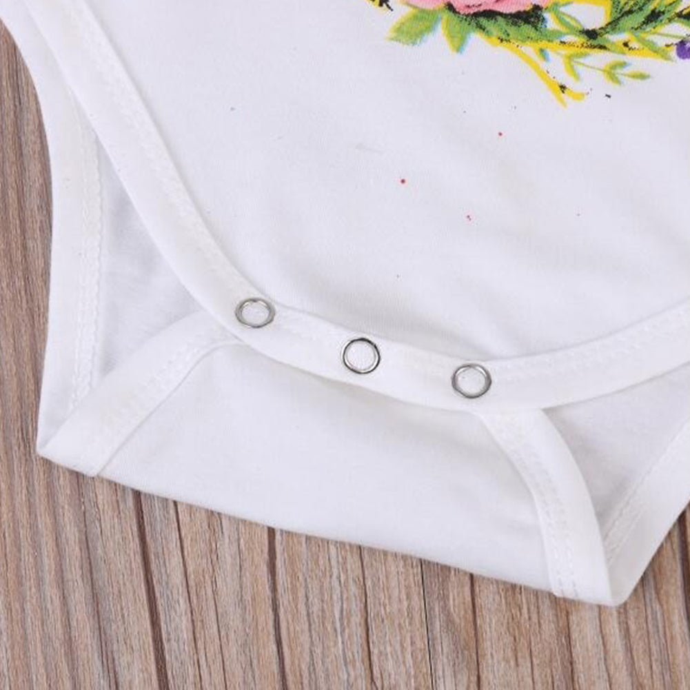 Girl Baby Cotton Clothes Little Big Sister Floral Print T-shirt Jumpsuit Romper