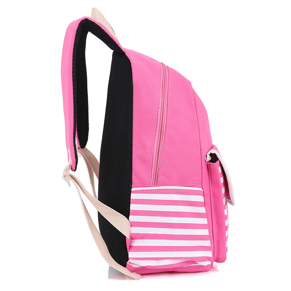 Fashion Backpack Striped Letters Embroidered School Bag Rucksack Shoulders Bag