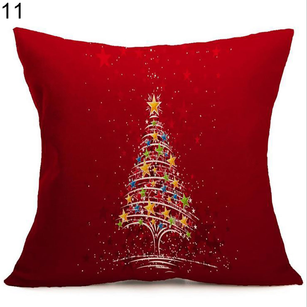 Christmas Santa Claus Deer Print Cushion Cover Pillow Case Square Car Home Decor