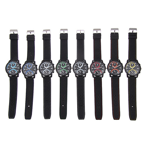 Men's Fashion Black Silicone Band Metal Case Analog Quartz Sports Wrist Watch