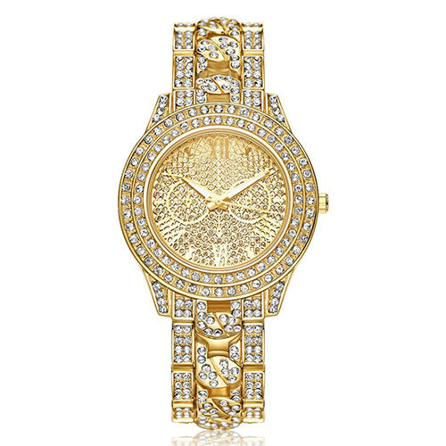 Women's Fashion Luxury Inlaid Shiny Rhinestone Round Dial Quartz Wrist Watch