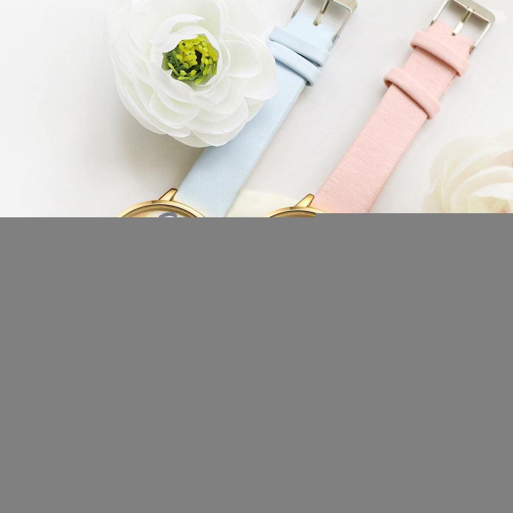 Lady Stylish Lovely Greedy Face Emoji Faux Leather Band Analog Wrist Watch