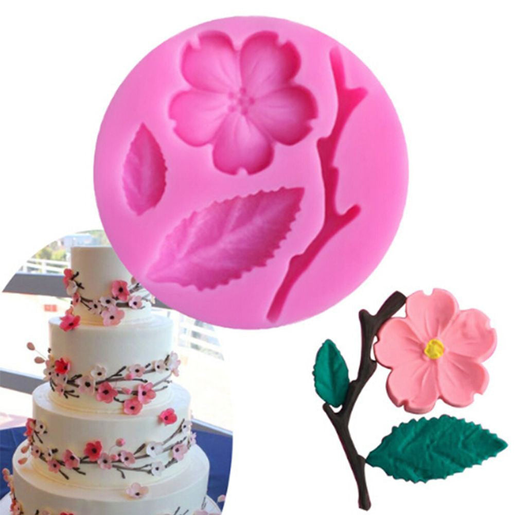 Peach Blossom Silicone DIY Fondant Cake Decorating Mold Kitchen Baking Tool