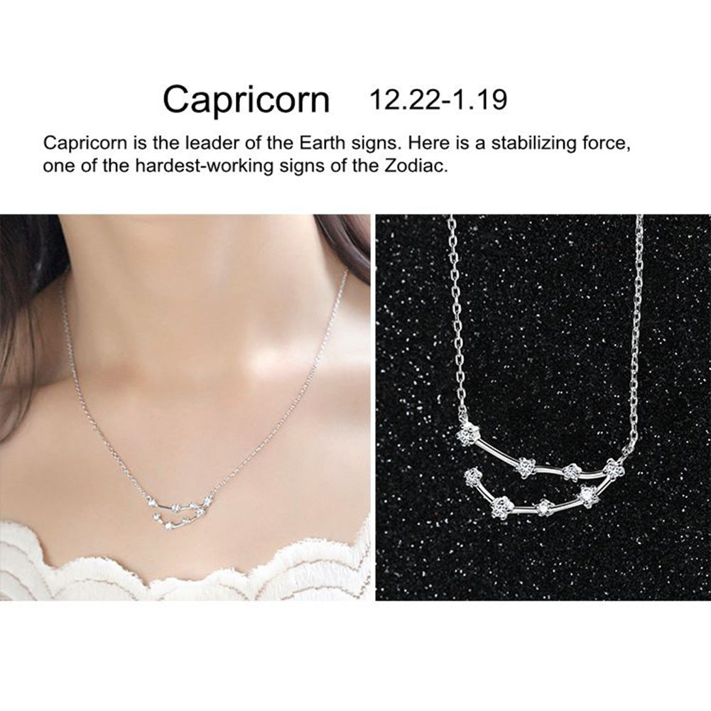 Shiny Rhinestone Women Horoscope Astrology Constellation Sign Guardian Necklace