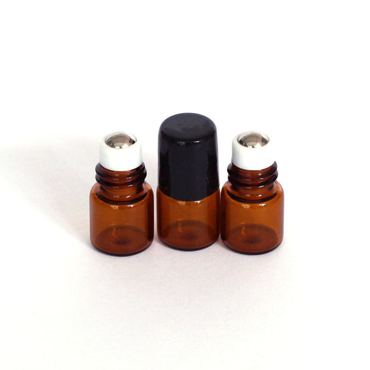 10 Pcs 1ml Empty Brown Glass Bottle Roller Ball Essential Oil Liquid Container