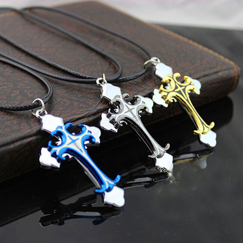 Men's Women's Unisex Stainless Steel Cross Pendant Cord Chain Necklace