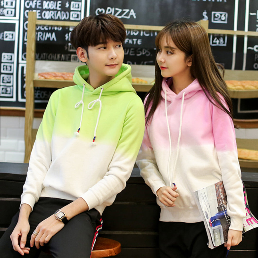 Unisex Fashion Long Sleeve Sweet Casual Gradient Color Pullover Hooded Hoodie