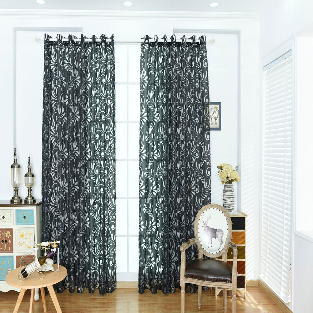 Fashion Phoenix Tail Window Curtain Sheer Divider Panel Perforated Bedroom Decor