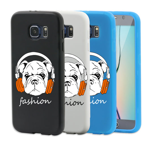 Dog with Headphone Touch Screen Flip Full Case for iPhone 6S Samsung S6 S7 Edge