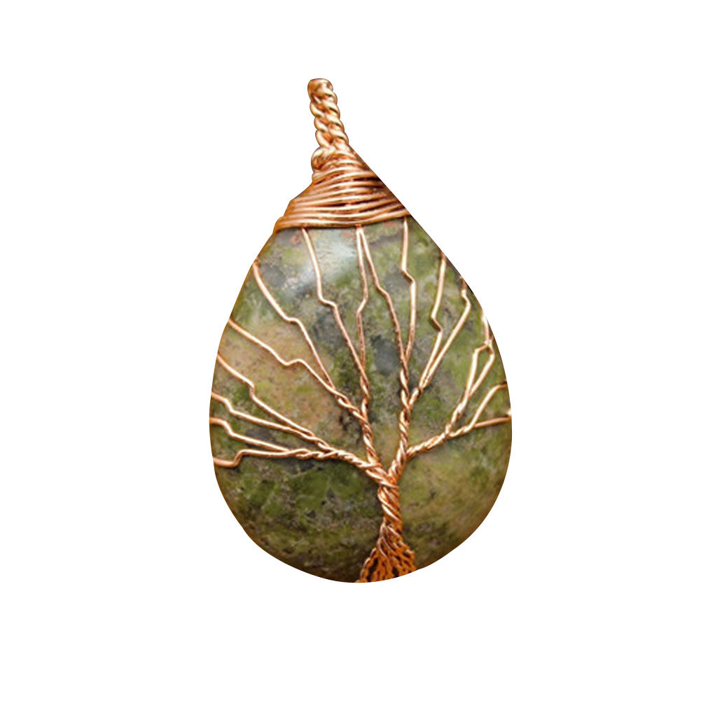 Natural Stone Waterdrop Shape Pendant Charm Necklace Jewelry DIY Accessory