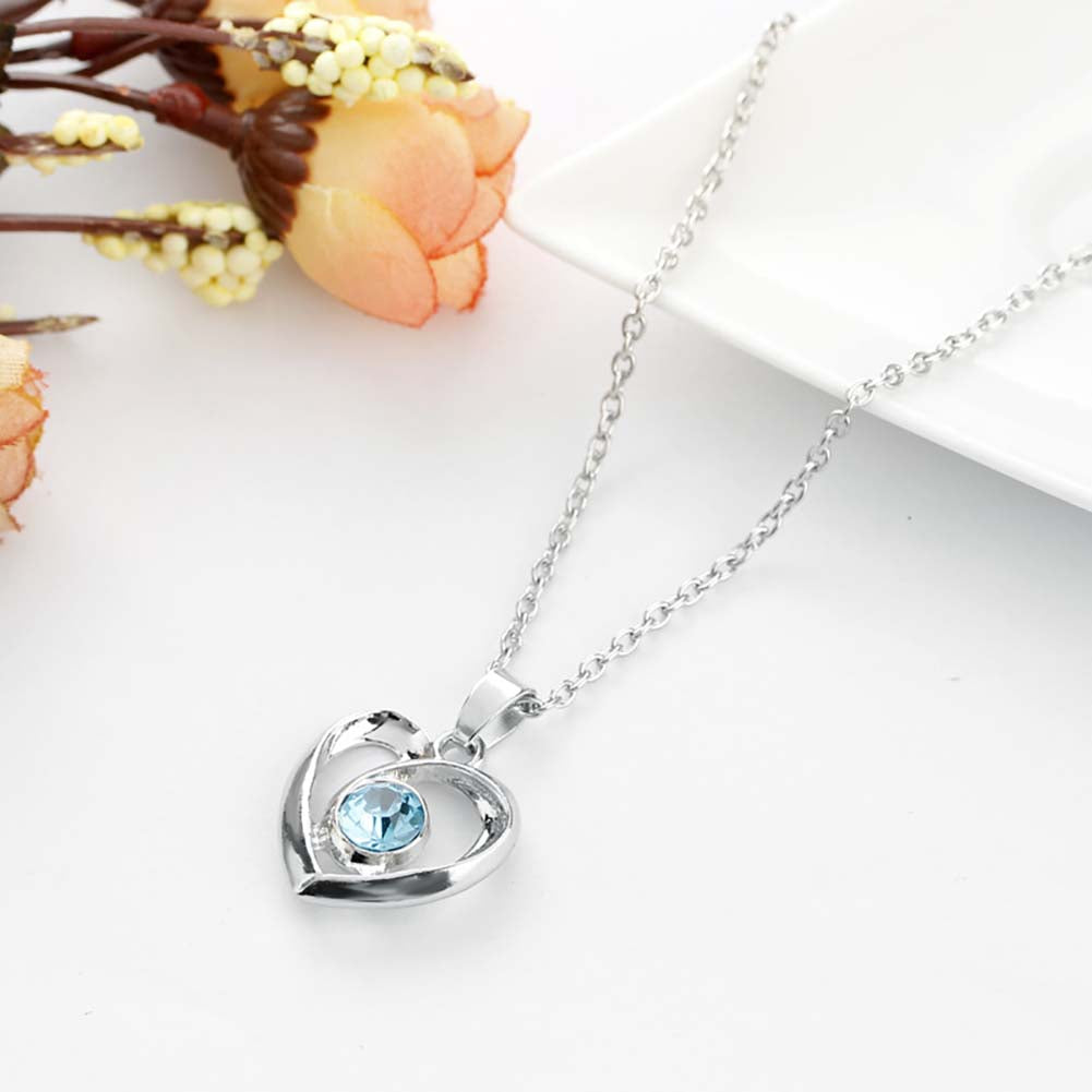 Fashion Hollow Rhinestone Heart Pendant Women Adjustable Chain Necklace Jewelry