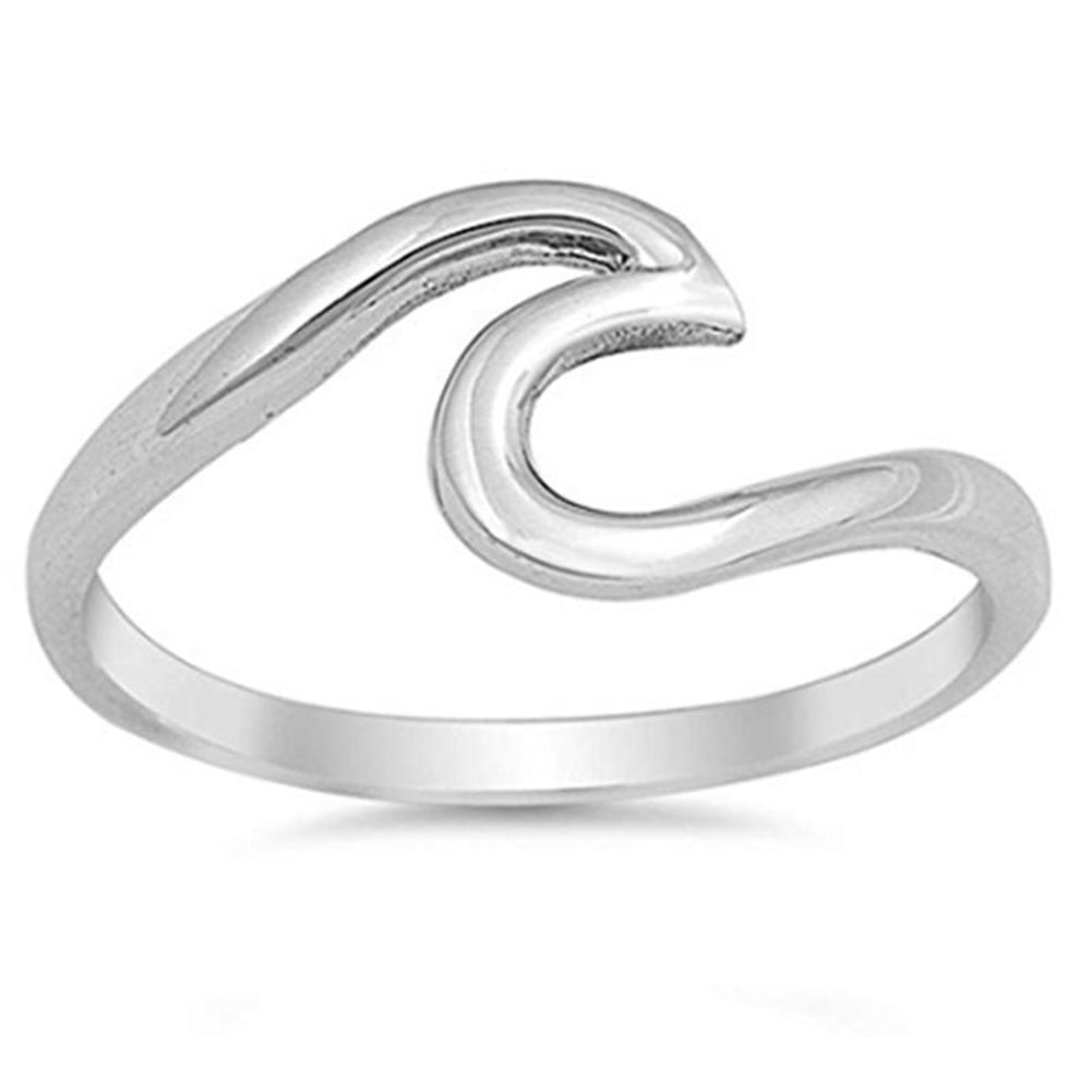 Women Fashion Wave Ring Simple Design Stainless Steel Wedding Finger Jewelry