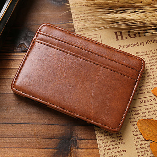 Men's Fashion Magic Faux Leather Slim Wallet Money Clip Card Holder Purse