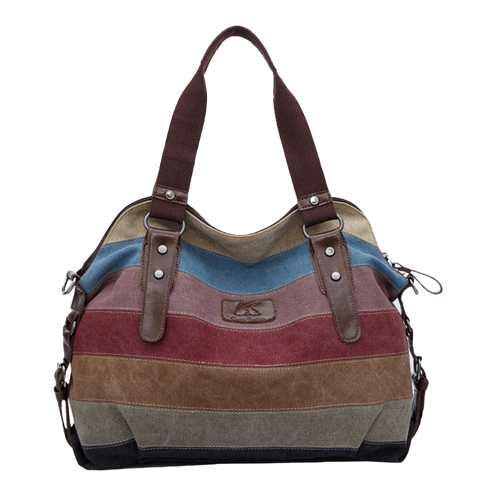 Fashion Women Canvas Large Shoulder Bag Stripes Crossbody Tote Handbag Purse
