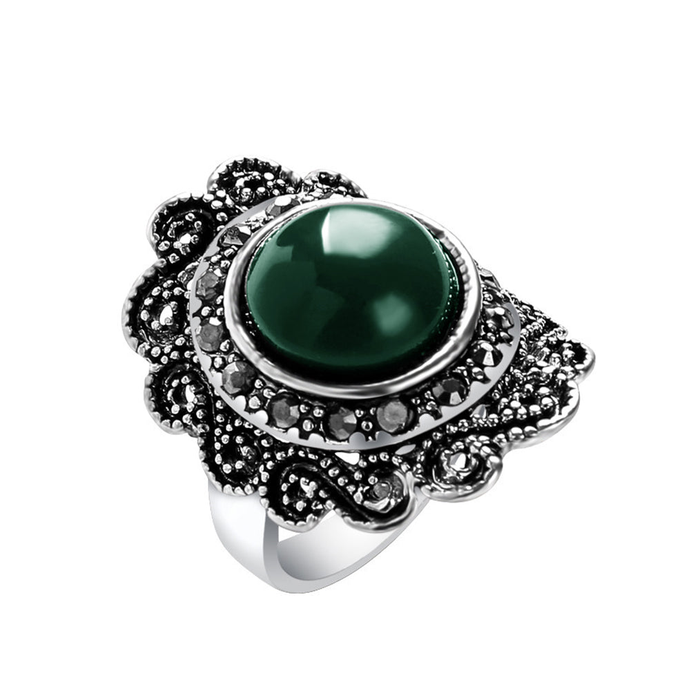 Retro Gothic Flower Hollow Engraving Alloy Finger Ring Men Women Jewelry Gift