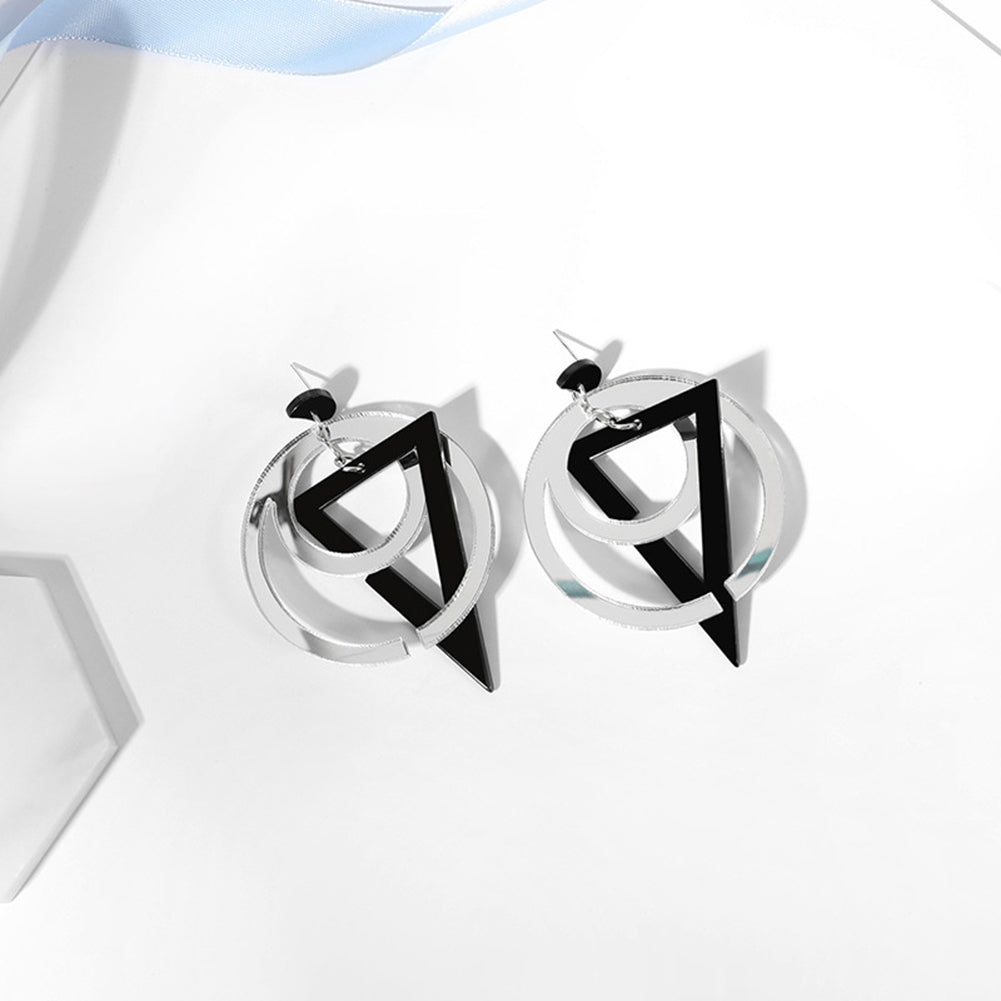 Creative Women Hollow Geometric Stitching Circle Triangle Earrings Ear Jewelry