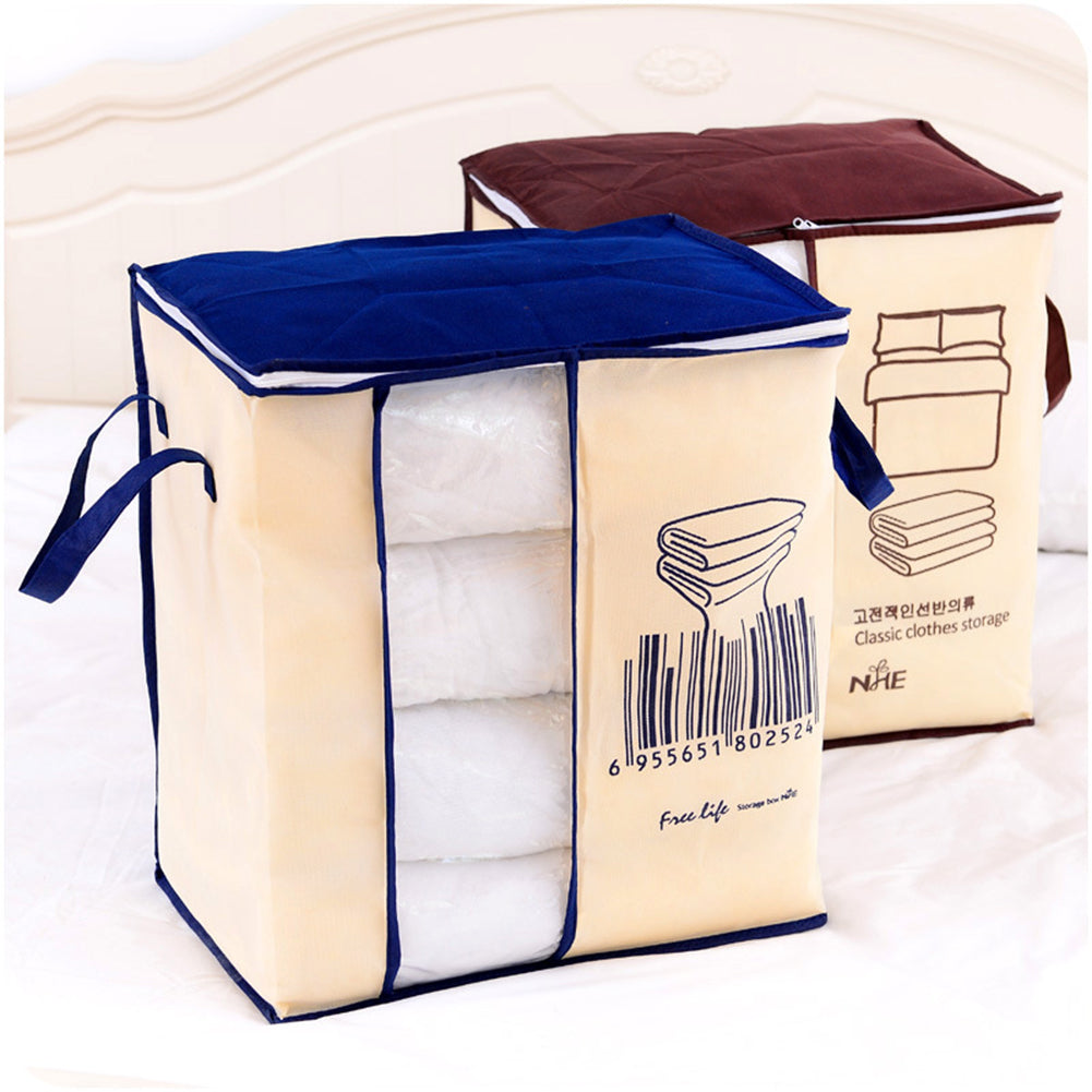 Non-Woven Fabric Clothes Quilt Bedding Zipper Storage Bag Holder Pouch Organizer
