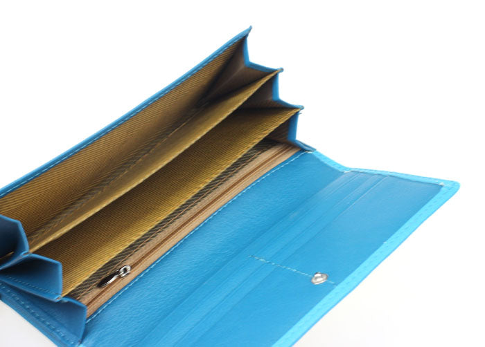 Fashion Lady Women Classic Purse Clutch Wallet Bags PU Handbag Blue