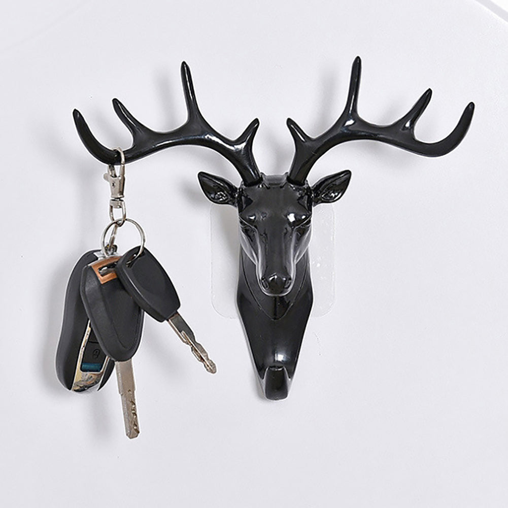 Fashion Deer Head Antlers Self Adhesive Keys Hat Holder Wall Door Hook Hanger