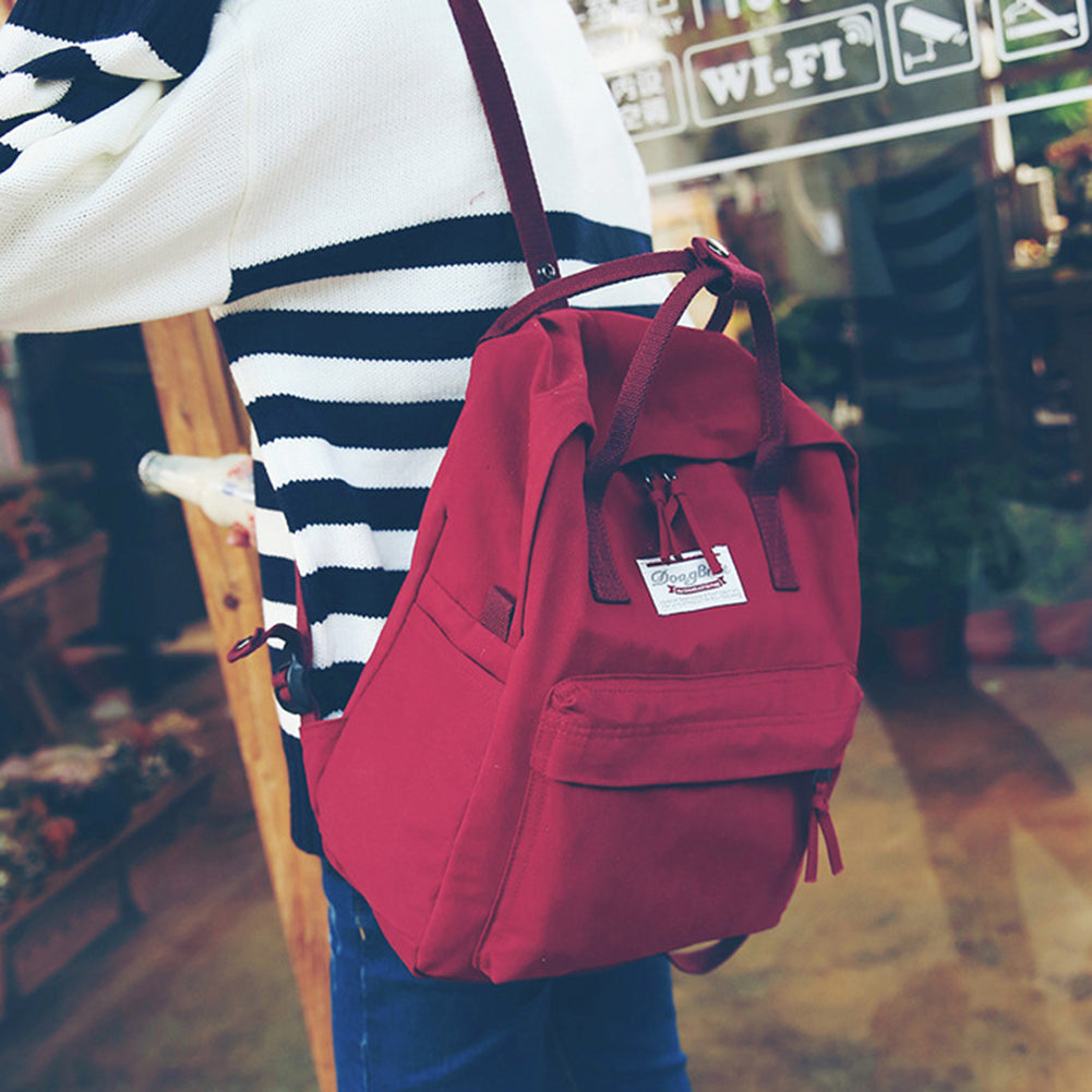 Vintage Canvas Shoulder Bag Backpack Student Women Girl Rucksack School Bookbag