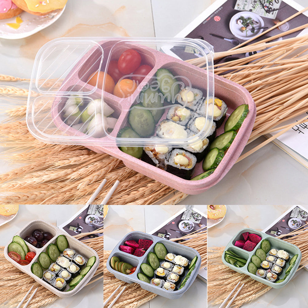 3 Compartments PP Lunch Box Food Storage Container for Kids Adults Picnic