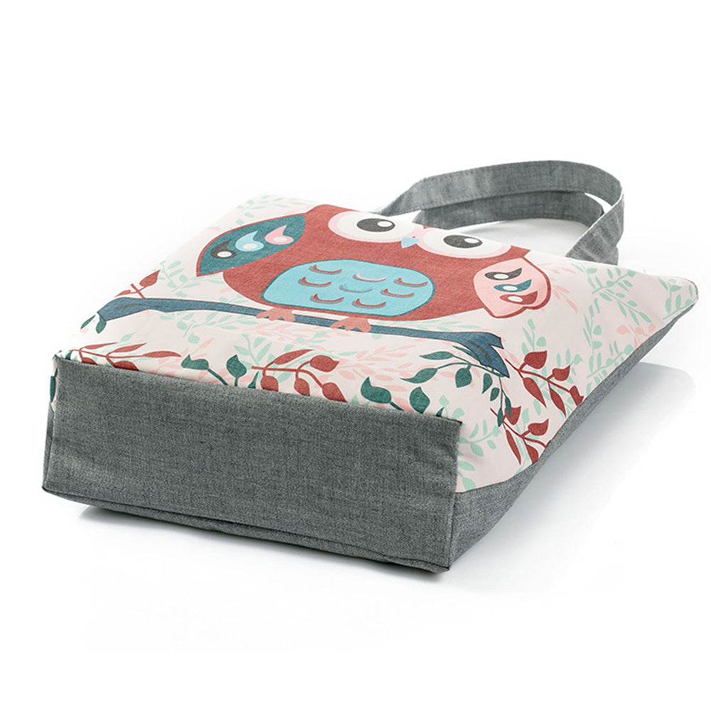Cute Owl Floral Printed Canvas Tote Bag Women Casual Large Capacity Handbags