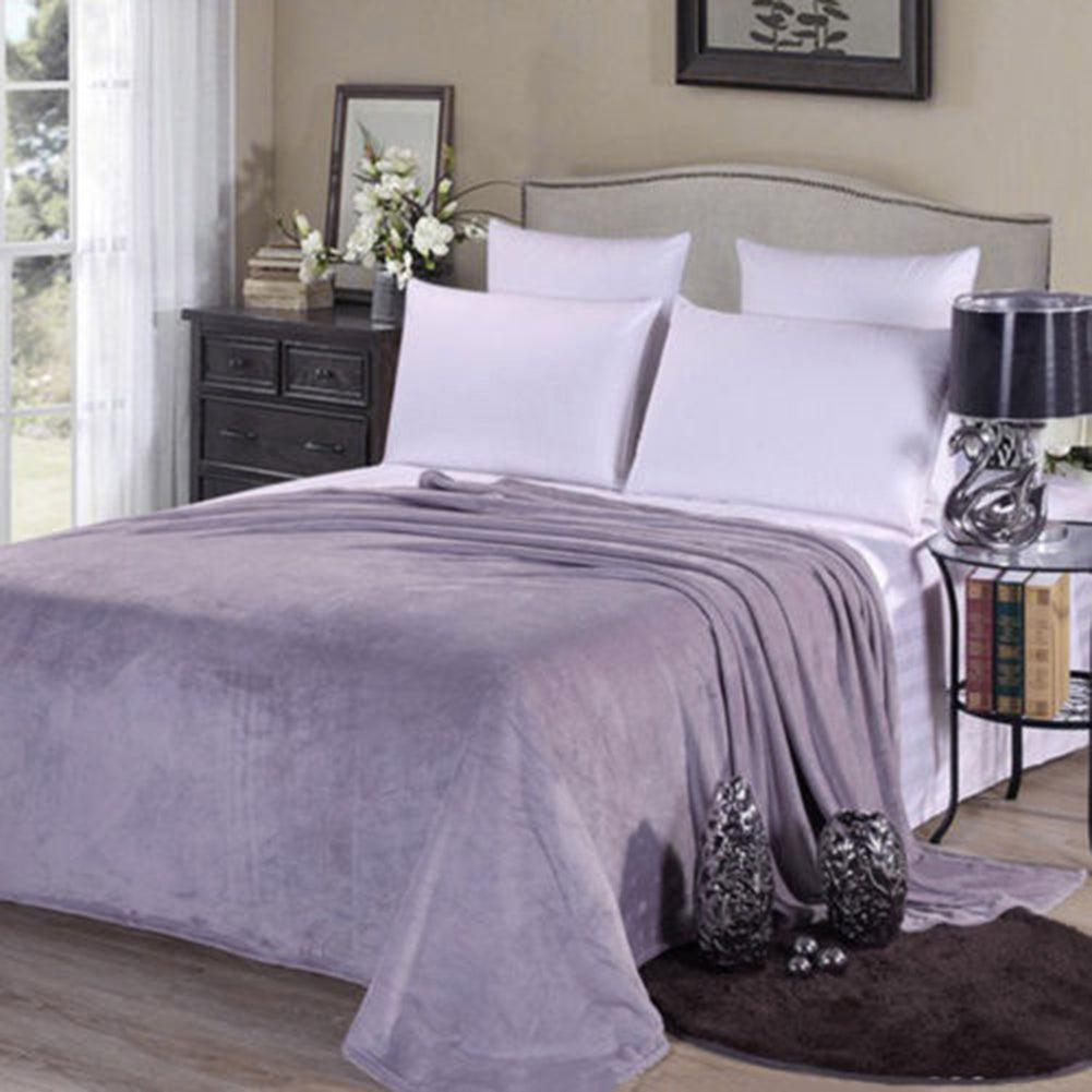 Super Soft Solid Color Thickened Warm Flannel Blanket Sofa Bedroom Throw Rug