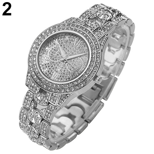 Women's Fashion Luxury Inlaid Shiny Rhinestone Round Dial Quartz Wrist Watch