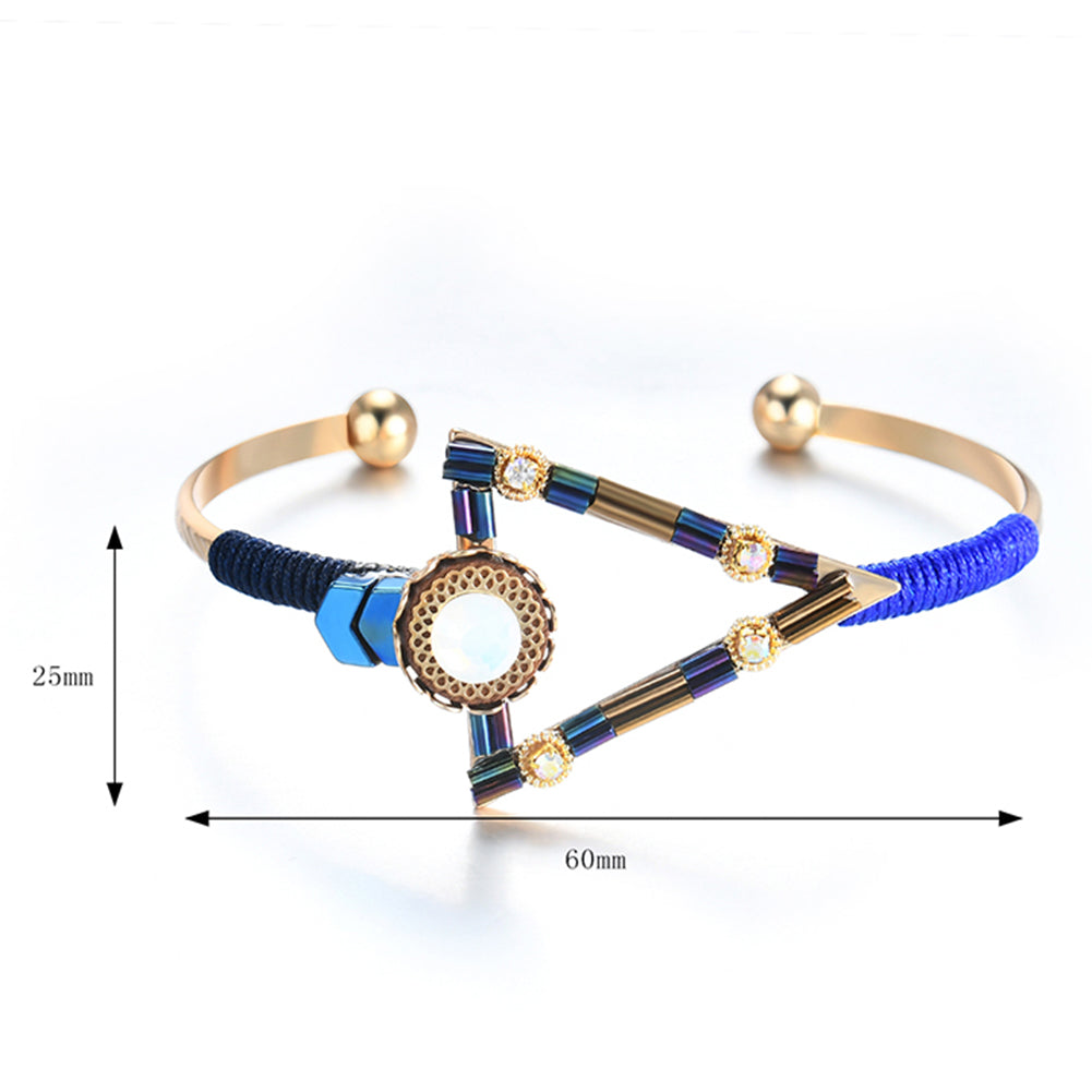 Bohemia Triangle Rhinestone Opening Bangle Bracelet Party Women Jewelry Gift