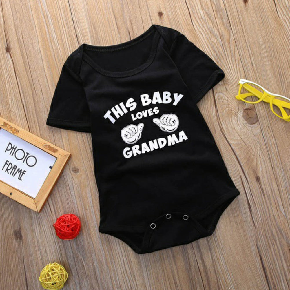 Infant Newborn Baby Boy Girl This Baby Loves Grandma Summer Romper Jumpsuit